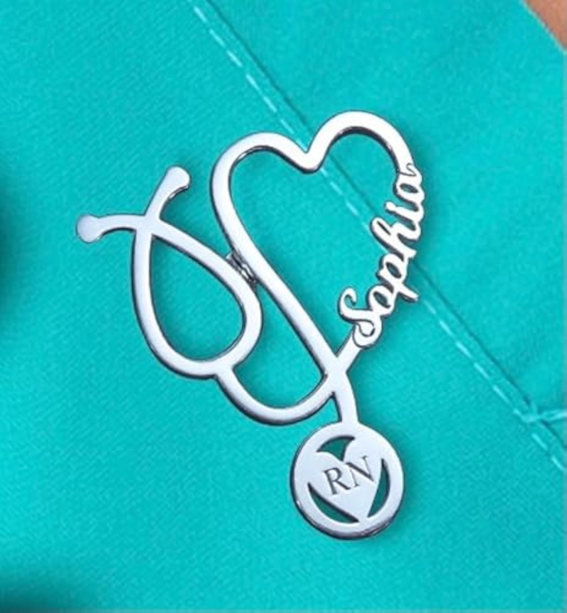 Personalized Stethoscope Name Brooch Pin for Doctors and Nurses